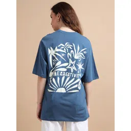 MORSE CODE Printed Pure Cotton Round Neck Oversized T-shirt-picture-26