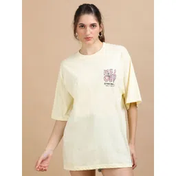 MORSE CODE Printed Pure Cotton Round Neck Oversized T-shirt-picture-41