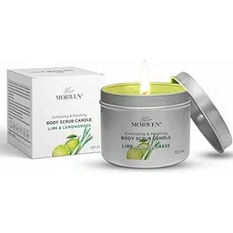 Morwen Body Scrub Candle, Exfoliating & Polishing (Lime & Lemongrass) For Home, Spa & Professional use, (120ml)-picture-32