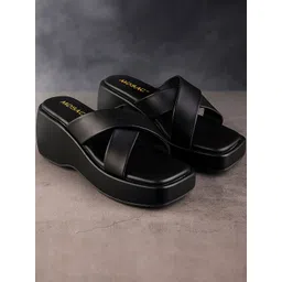 MOSAC Women Black Solid Synthetic Leather Platform Heels-picture-15