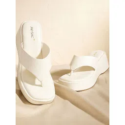 MOSAC Women White Solid Synthetic Leather Platform Heels-picture-16
