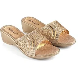 mosac Women's Party-Wear Trendy Designer Wedding Casual Slip-On Wedge Fashion Wedding Sandal-picture-11