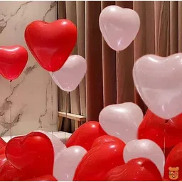 mosclue Solid 75 Pcs Heart Shape Balloons For Anniversary/Valentines/Wedding Party Decor Balloon-picture-20