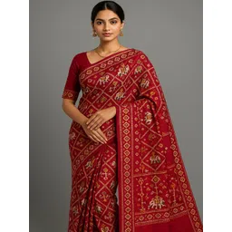 MOST Maroon Pure Cotton Block Print Sarees-picture-33