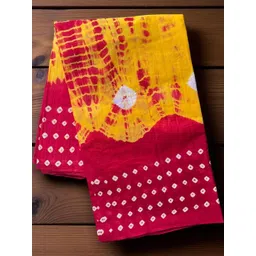 MOST Yellow Pure Cotton Bandhani Sarees image 3