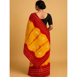MOST Yellow Pure Cotton Bandhani Sarees image 5