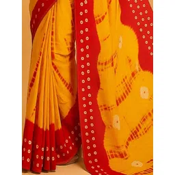 MOST Yellow Pure Cotton Bandhani Sarees image 4