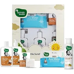 Mother Sparsh Gift Set for Babies | Combo Pack of 5 Skin Care Essentials | Includes Wipes, Lotion, Wash, Bathing Bar & Massage Oil-picture-28