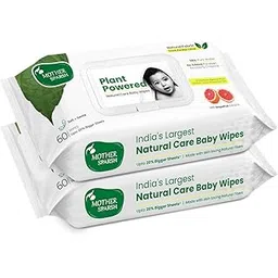 Mother Sparsh Natural Care Baby Wipes I 100% Plant Made Fabric From Forest Land | Gentle + Cleanse (with Grapefruit) Wet Wipes For Baby I Cotton Cloth Like Bigger Sheets | 60 Pcs (Pack of 2)-picture-37