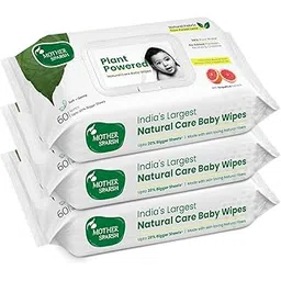 Mother Sparsh Natural Care Baby Wipes I 100% Plant Made Fabric From Forest Land | Gentle + Cleanse (with Grapefruit) Wet Wipes For Baby I Cotton Cloth Like Bigger Sheets | 60 Pcs (Pack of 3)-picture-39
