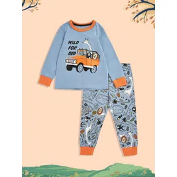 mothercare Boys Blue Printed Pure Cotton T-shirt with Joggers-picture-33