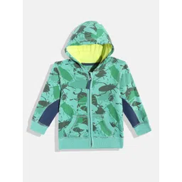 mothercare Boys Green Printed Cotton Hooded Sweatshirt-picture-18
