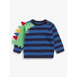 mothercare Boys Navy Blue Striped Pure Cotton Pullover Applique Detail-picture-46
