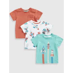 mothercare Boys Pack Of 3 Solid Round Neck Cotton T-shirts-picture-45