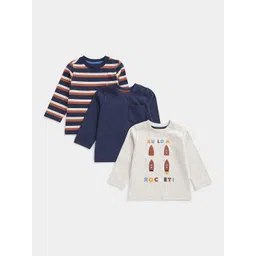 mothercare Boys Pack Of 3 Striped Round Neck Pure Cotton T-shirts-picture-13