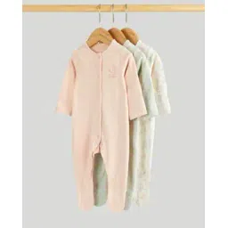 mothercare Essentials Girls Printed Full Sleeve Sleepsuits - Pack of 3-picture-29