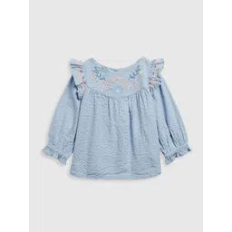 mothercare Girls Floral Embroidered Round Neck Cotton Top-picture-34