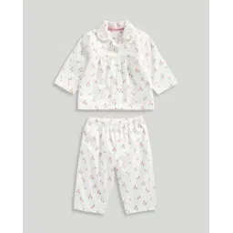 mothercare Girls Floral Print Cotton Shirt & Pyjamas Set-picture-11