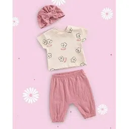 mothercare Girls Floral Print Crew-Neck Top & Pants Set-picture-10