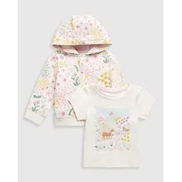 mothercare Girls Floral Print Snug Fit Cotton Hoodie with T-Shirt-picture-18