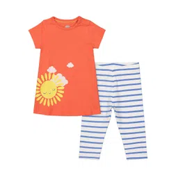 mothercare Girls Orange Printed T-shirt with Leggings-picture-37