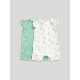 mothercare Girls Pack of 2 Printed Cotton Rompers-picture-33
