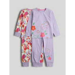 mothercare Girls Pack Of 2 Printed Long Sleeves Pure Cotton T-shirt With Pyjama-picture-20