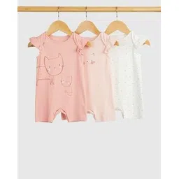 mothercare Girls Pack of 3 Printed Cotton Rompers-picture-35