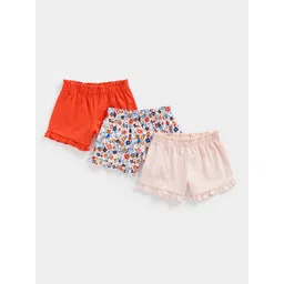 mothercare Girls Pack Of 3 Solid & Printed Regular Fit Mid-Rise Pure Cotton Regular Shorts-picture-16