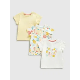 mothercare Girls Pack Of 3 Solid Round Neck Cotton T-shirts-picture-53