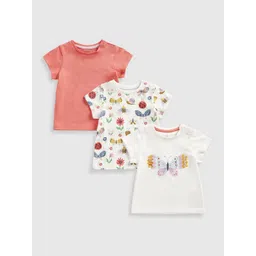 mothercare Girls Pack Of 3 Solid Round Neck Cotton T-shirts-picture-40