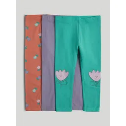 mothercare Girls Printed Pack Of 3 Cotton Mid Rise Ankle Length Leggings-picture-41