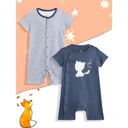 mothercare Infant Boys Pack of 2 Printed Pure Cotton Rompers-picture-11