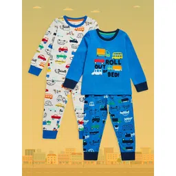 mothercare Infant Boys Pack of 2 Printed Pure Cotton T-shirt with Joggers in Grey & Blue-picture-18