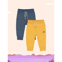 mothercare Infant Boys Pack of 2 Pure Cotton Joggers in Navy Blue & Mustard Yellow-picture-48