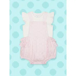 mothercare Infant Girls Pack of 2 Schiffli Pure Cotton Bodysuits in Pink & White-picture-30
