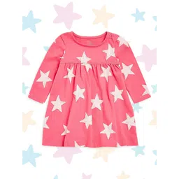 mothercare Infant Girls Pink & White Printed Pure Cotton Empire Style Dress-picture-44