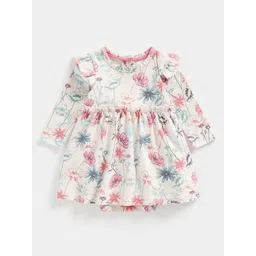 mothercare Infant Girls Pink Floral Print Pure Cotton Dress With Attached Panty-picture-58