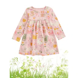 mothercare Infant Girls Pink Floral Print Pure Cotton Empire Style Dress-picture-34