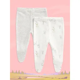mothercare Infant Grey Pack of 2 Organic Cotton Leggings With Attached Booties-picture-30