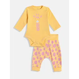 mothercare Infant Kids Printed Pure Cotton Bodysuit With Joggers-picture-55