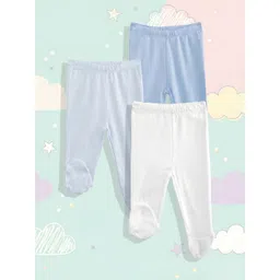 mothercare Infants Girls Pack of 3 Cotton Leggings with Attached Booties-picture-45