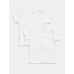 mothercare Infants White Pack of 2 Pure Cotton Wrap Around Vests-picture-40