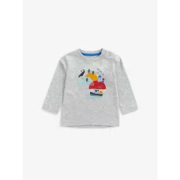 Mothercare Kids Grey Cotton Printed Full Sleeves T-Shirt-picture-44