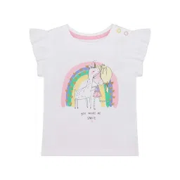 Mothercare Kids White & Pink Cotton Printed T-Shirt-picture-35