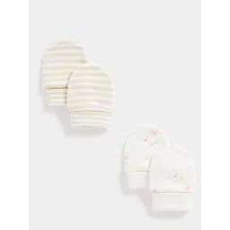 mothercare Pack Of 2 Infants Printed Pure Cotton Mittens-picture-12