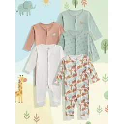 mothercare Pack of 5 Infants Printed Pure Cotton Romper-picture-45