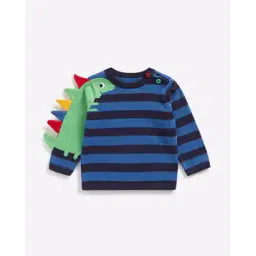 mothercare Striped Crew-Neck Sweatshirt with Dino Applique-picture-52