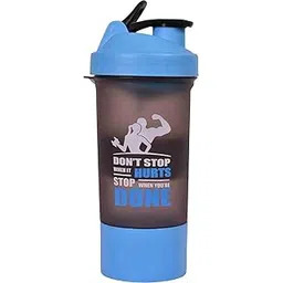Motivational Protein Shaker Bottle with Mixer Ball, 600ml, Blue and Black, Gym Fitness Bottle-picture-10