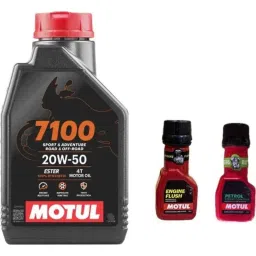 Motul 7100 4T 1.25 Litre 20W-50 Engine Oil, 50ml Engine Flush &a; 50ml Petrol System Clean Combo-picture-16